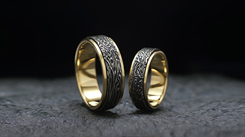 Damascus steel wedding rings